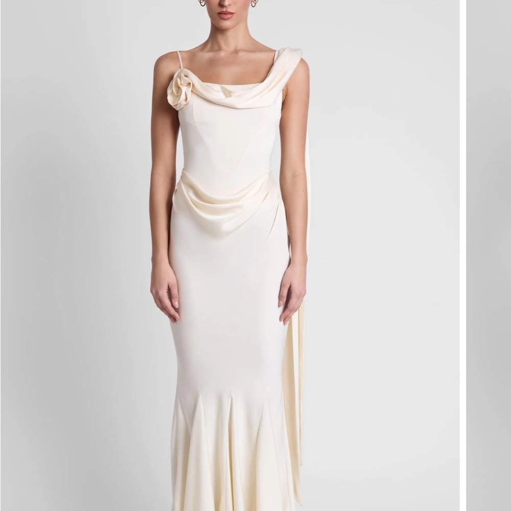 Celine Corset Drape Satin Gown by Leau